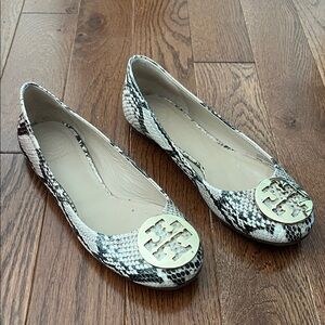 Tory Burch Snake Print Classic Reva Ballet Flats, size 8.5